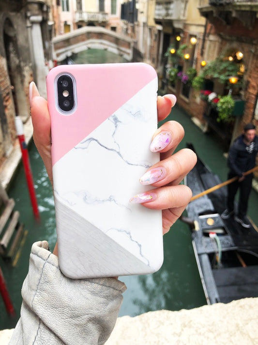 Marble Geometric Matte iPhone Case