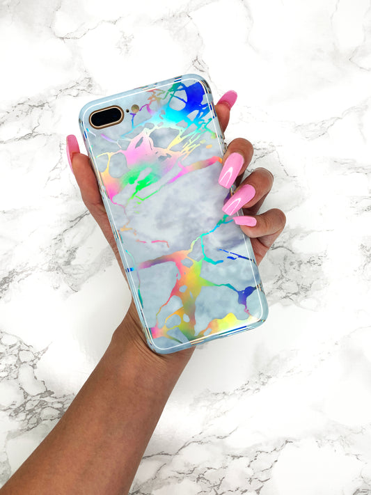 Rainbow Sky Holographic Marble Phone Case
