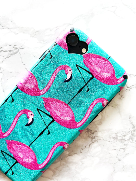 iPhone Case of Pink Flamingo in Tropical Paradise