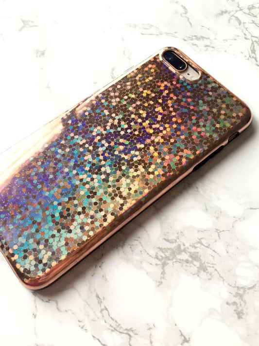Holographic Rose Gold Chrome Reflective iPhone Case Cover