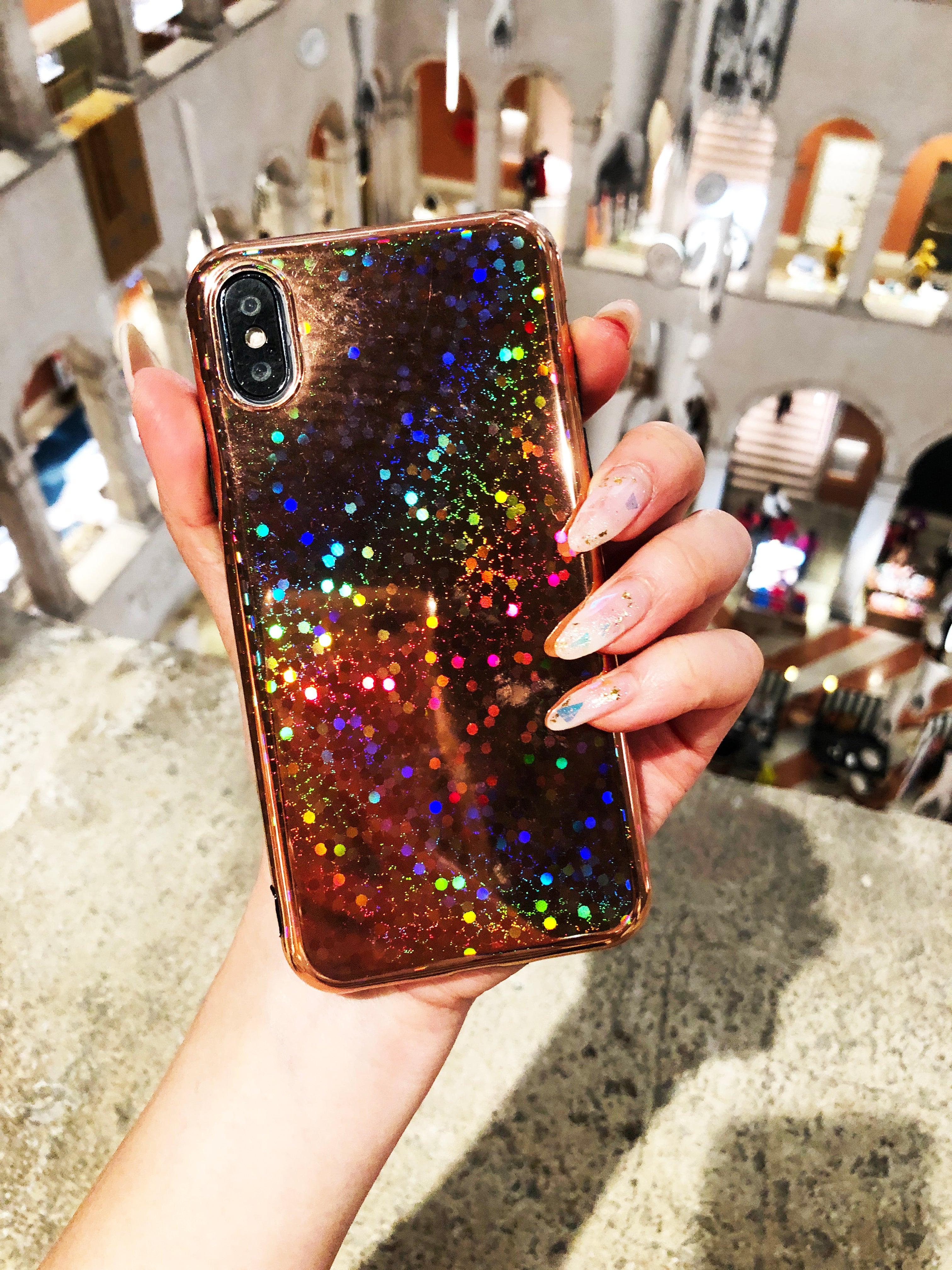 Holographic x Rose Gold Chrome Reflective Phone Case