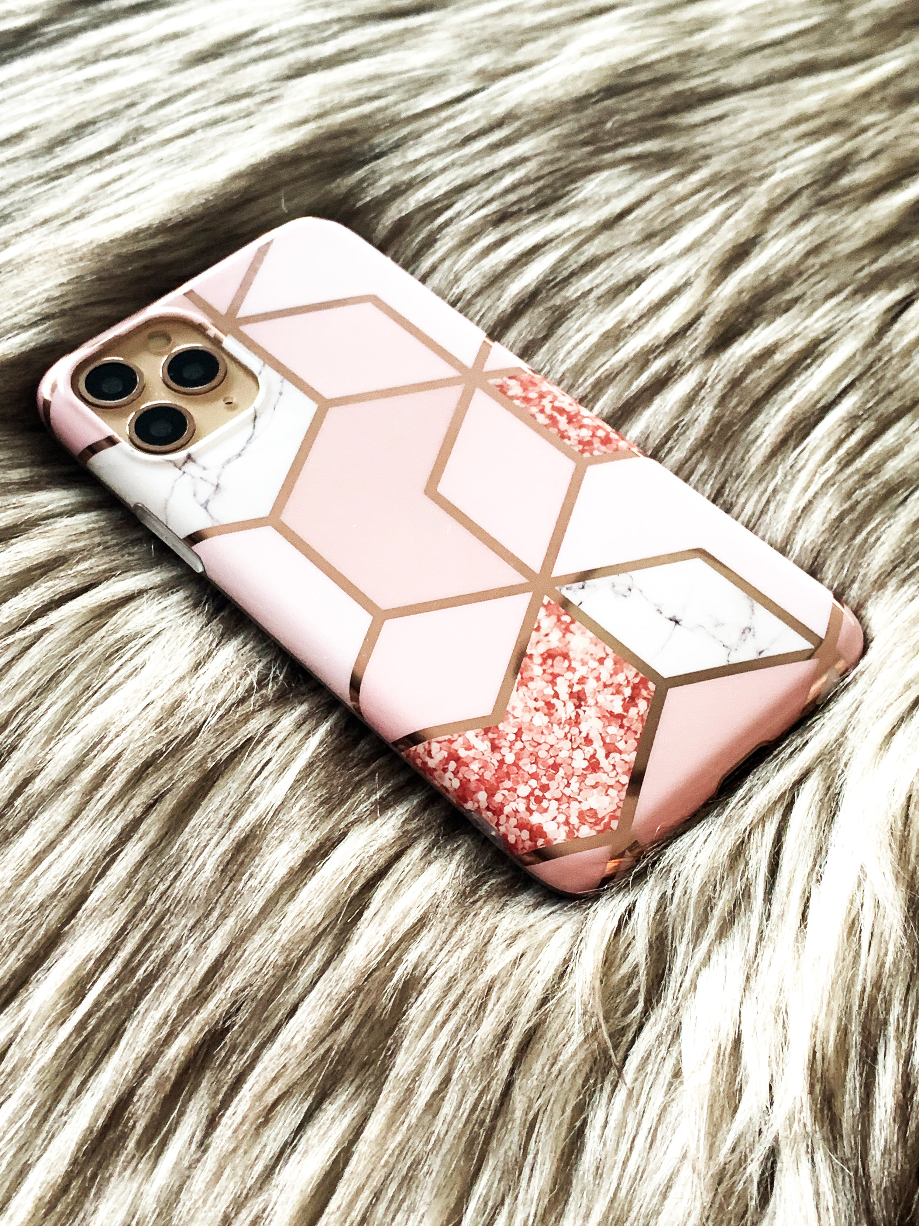 Rose Gold Marble x Gold Reflective Phone Case