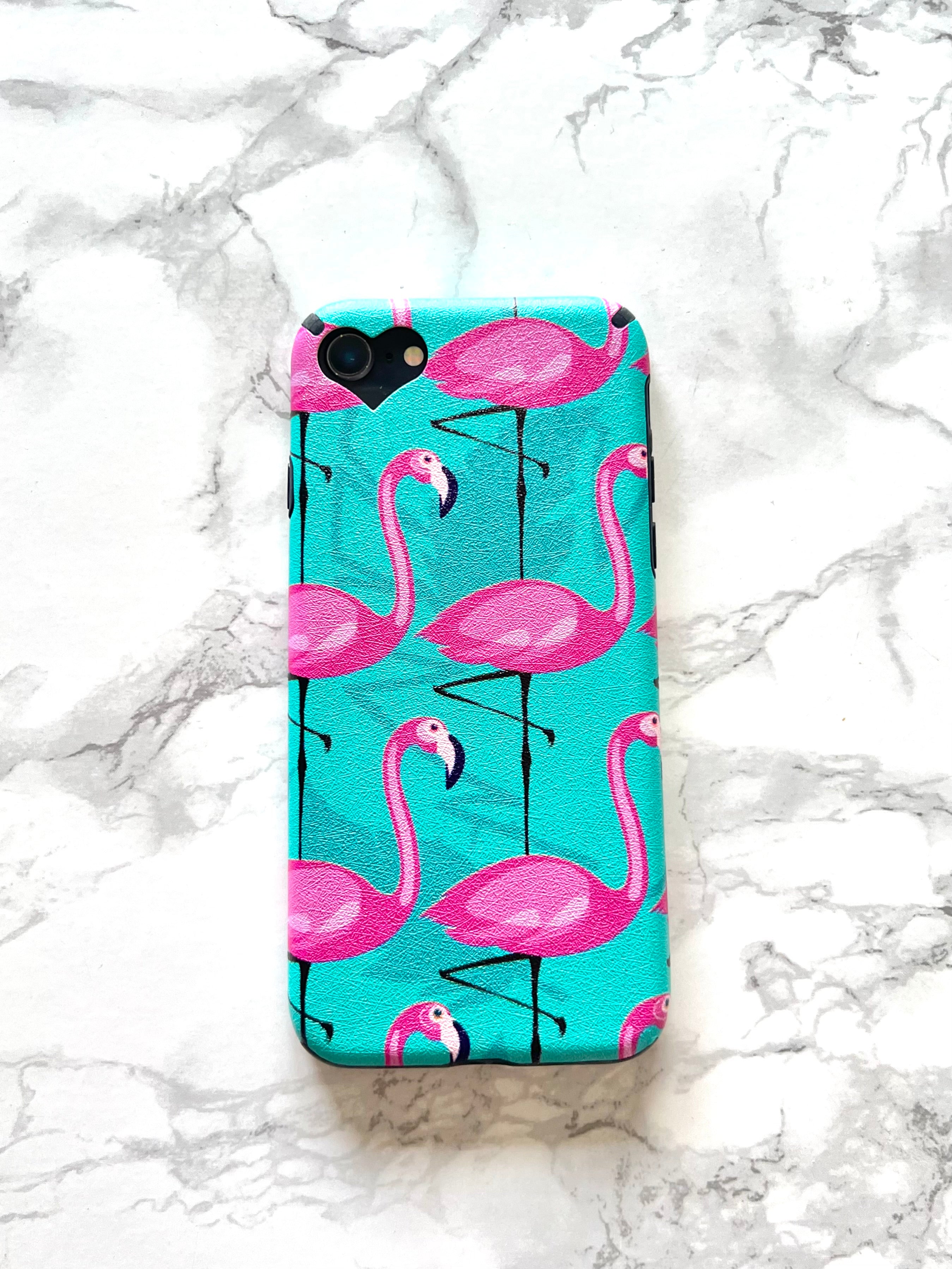 iPhone Case of Pink Flamingo in Tropical Paradise